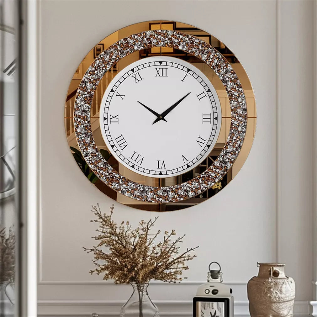 Ljustra 32inch Modern 3D Wall Clock Large Diamond Crystal Home Decor