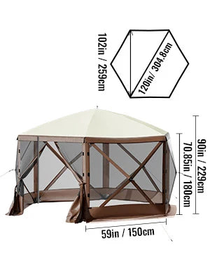 Ljustra Pop-up Camping Gazebo Tent 12' x 12' 10' x 10' Canopy Shelter