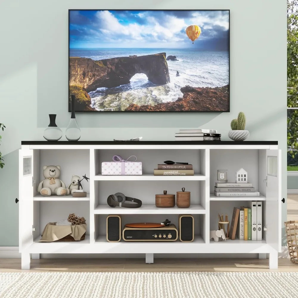 Modern 63 Inch TV Stand with Storage for Living Room Entertainment Center