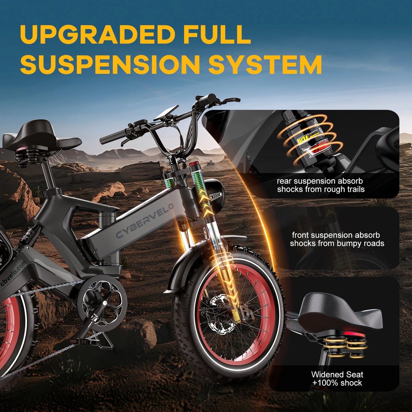 Ljustra 1000W Folding Electric Bike 35MPH 100Mile Range 20" Fat Tire