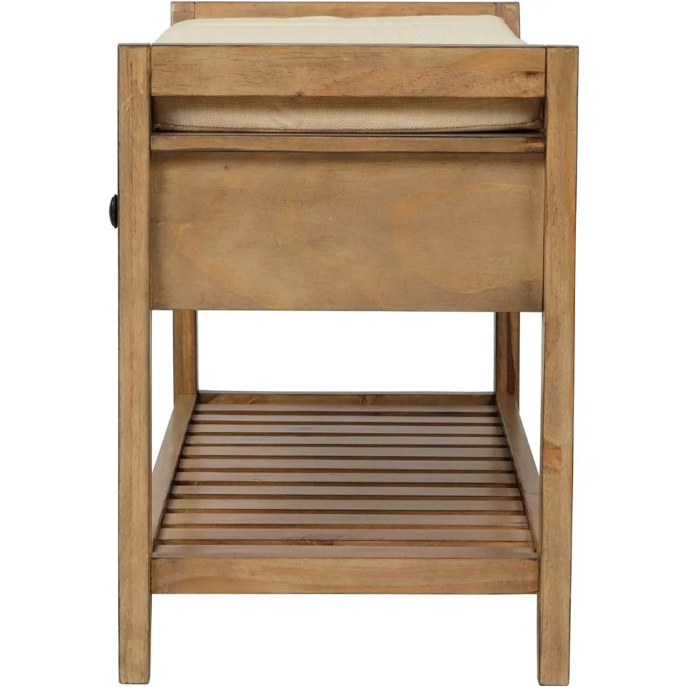 Entry Storage Bench Shoe Rack with Cushioned Seat and Drawers