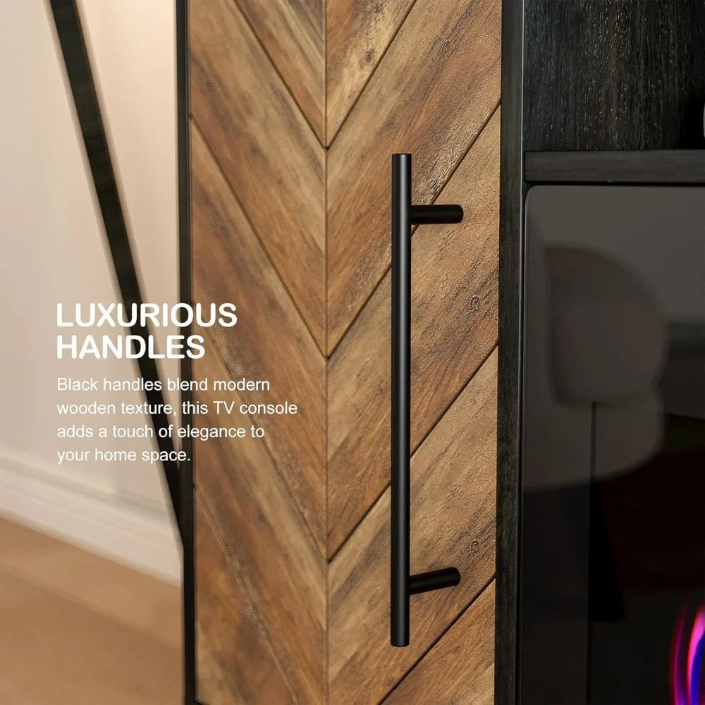 68 Inch TV Stand with Electric Fireplace and Storage Cabinet