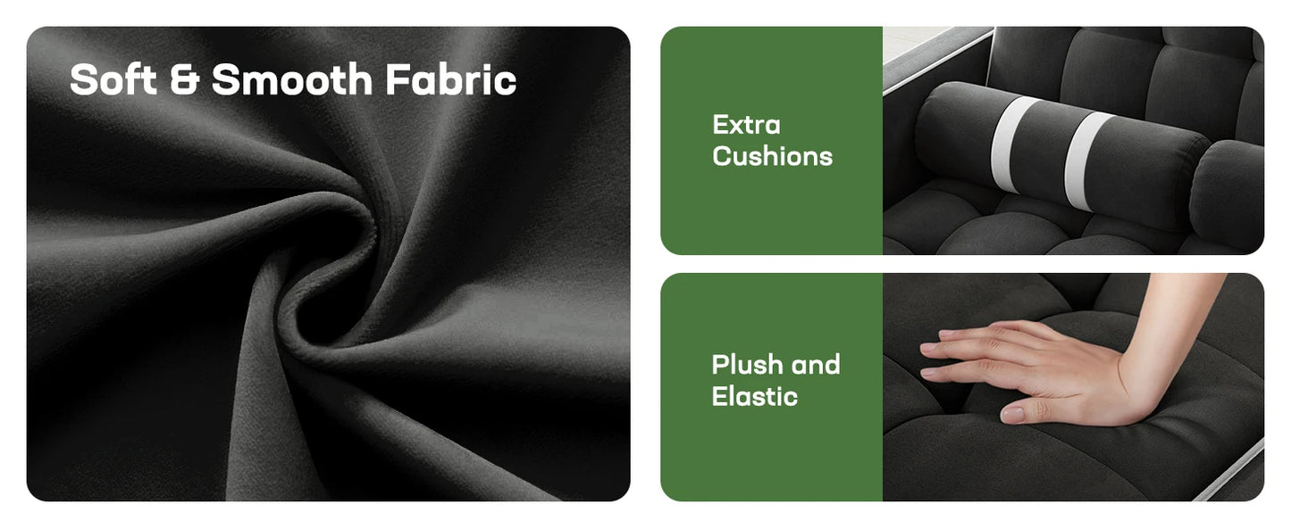 Ljustra 3-in-1 Sofa Bed with USB Charging Pull Out Couch Storage Pockets