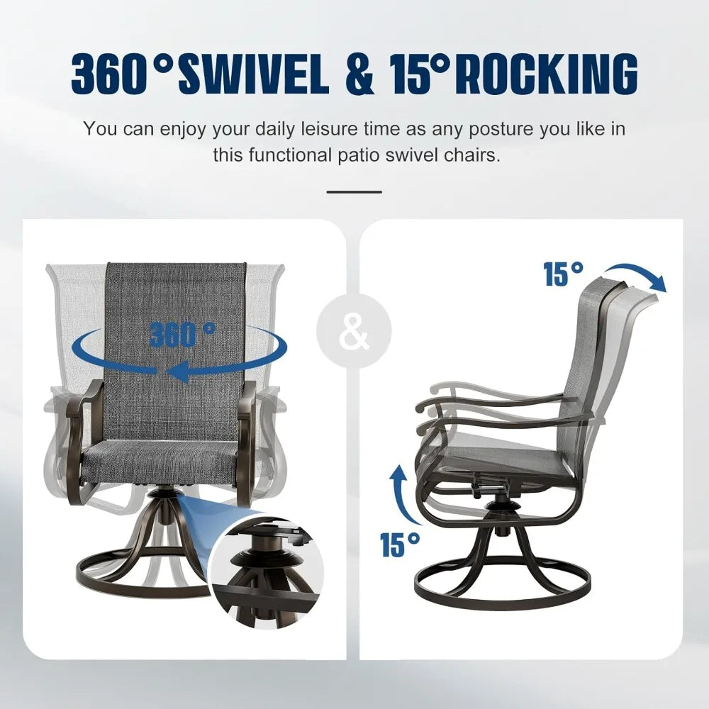 Patio Swivel Dining Chairs Set of 2 Outdoor High Back Rocking Chairs