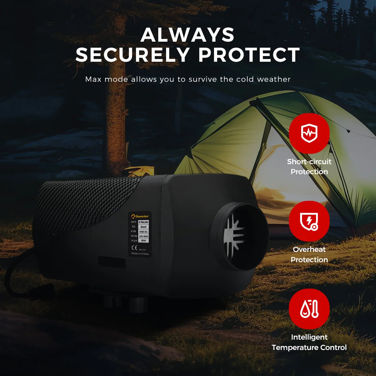 8KW Portable Diesel Air Heater 12V 24V Bluetooth Low Noise LCD Control