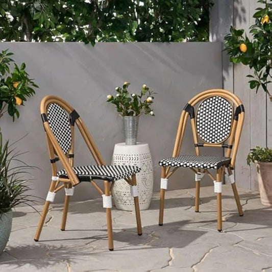 Indoor Outdoor Bistro Chair Set of 2 Lightweight Garden Chairs
