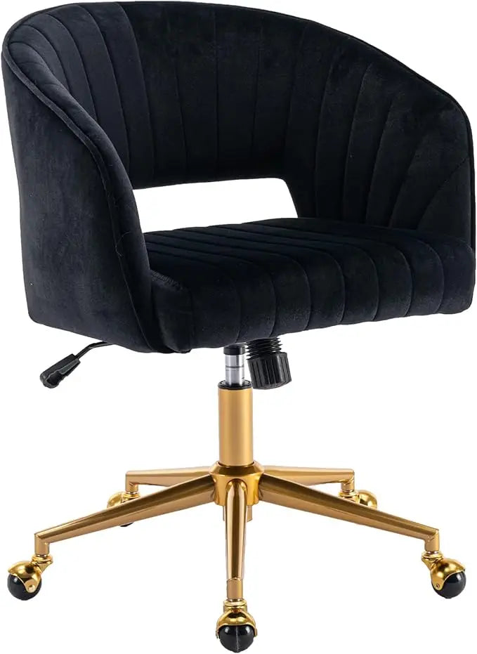 Home Office Chair Velvet Swivel Accent Armchair Modern Tufted Gold Base