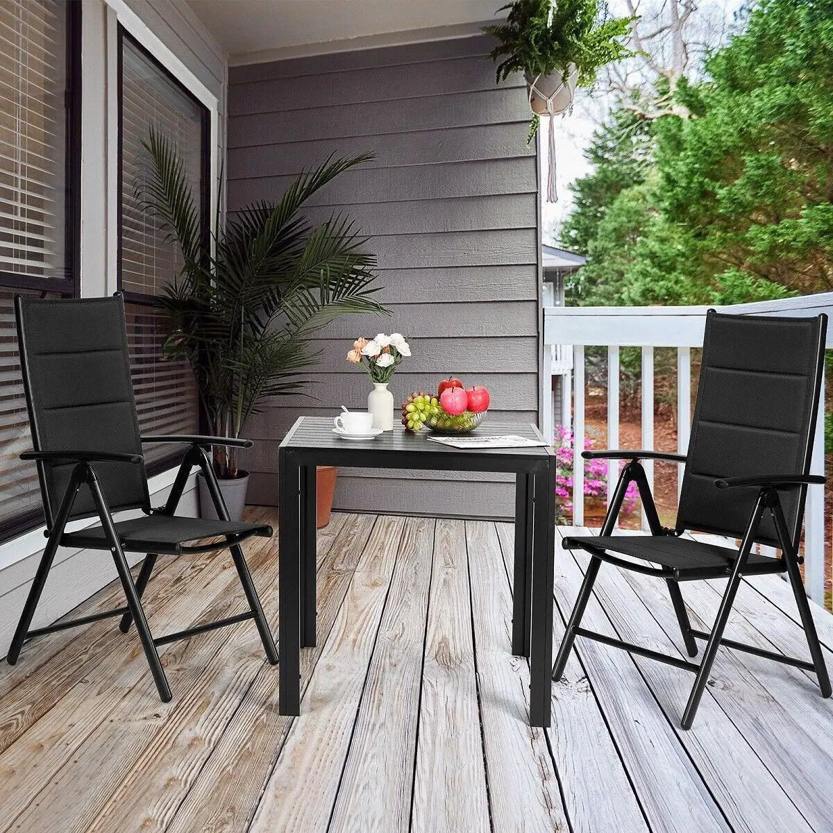 Foldable Garden Chair with Adjustable Backrest and Armrests Outdoor