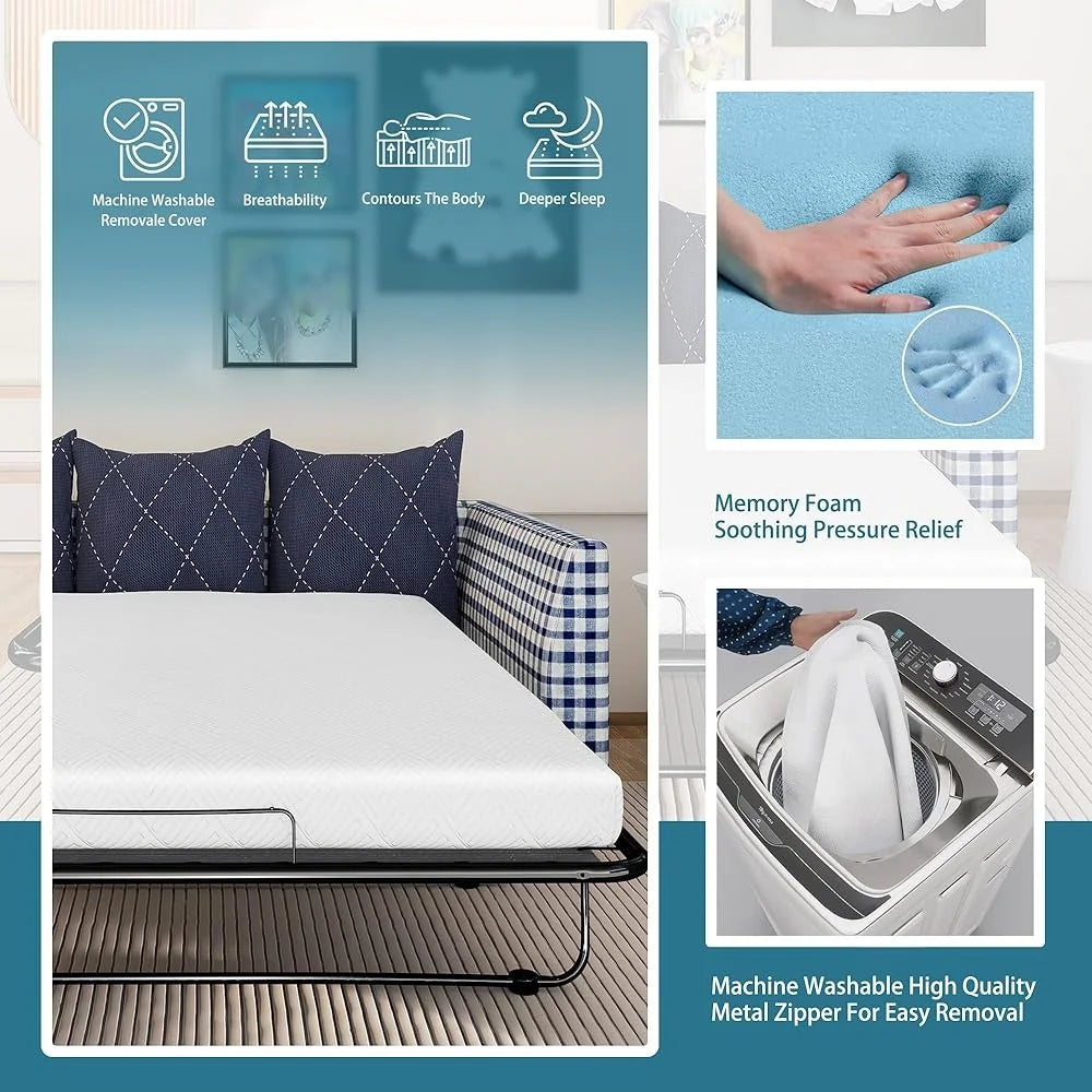 Ljustra 4.5 Inch Memory Foam Replacement Mattress Full Size Sofa Bed