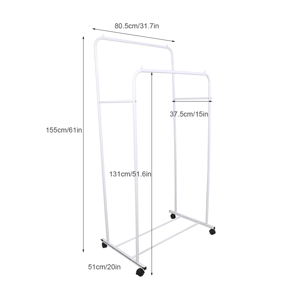 Heavy Duty Clothes Rack Garment Rail Rolling Stand Storage Organizer