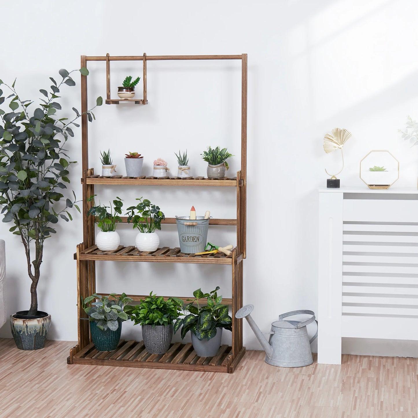 3-Tier Hanging Wood Plant Stand Indoor Outdoor Flower Pot Organizer Rack