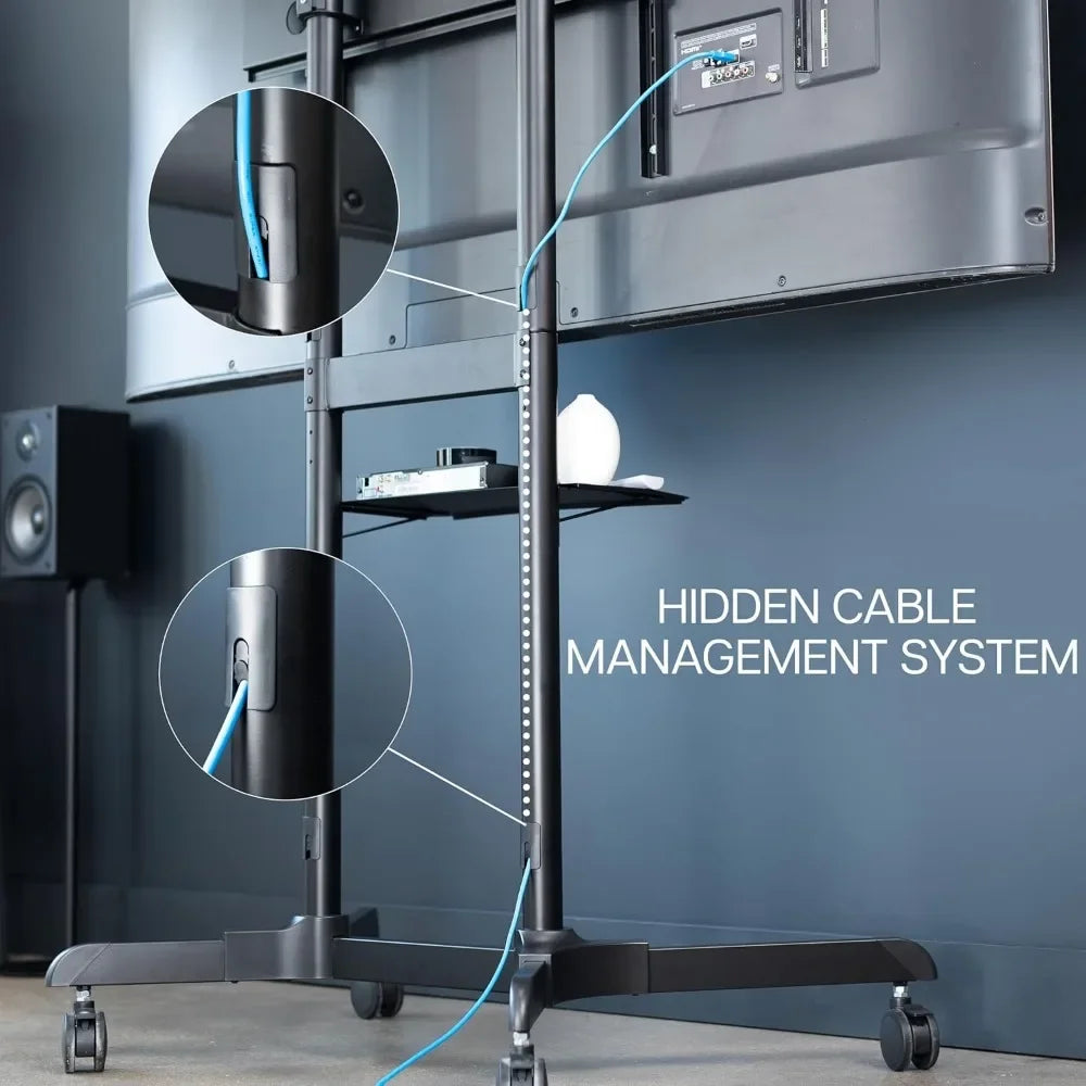 Mobile TV Cart Rolling Stand Adjustable Mount for 55 to 100 Inch TVs