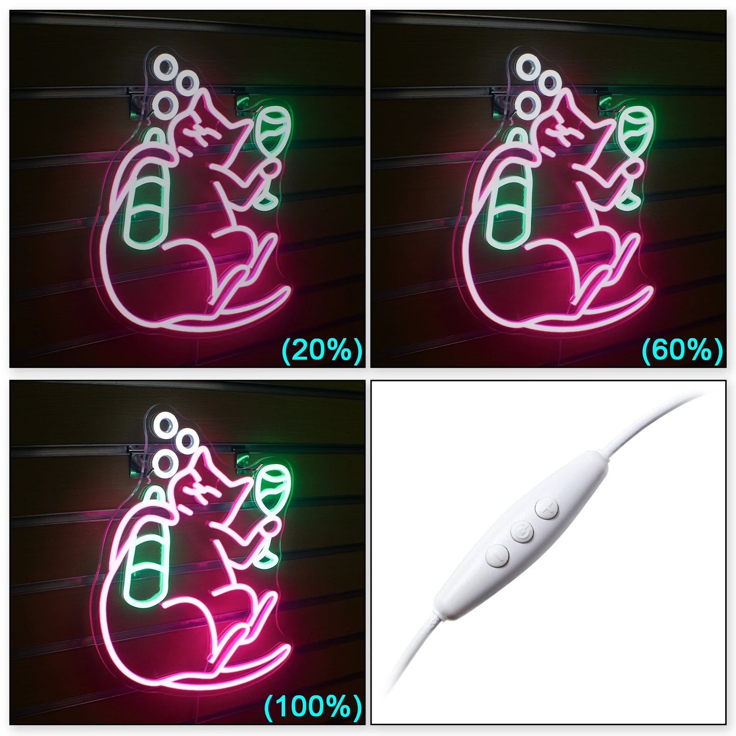 Dimmable Drinking Cat Neon Sign Wall Art Decor LED Birthday Gift
