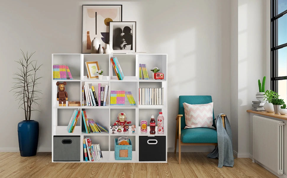 Ljustra 16 Cube Organizer Toy Storage Shelf Bookcase for Home and Office