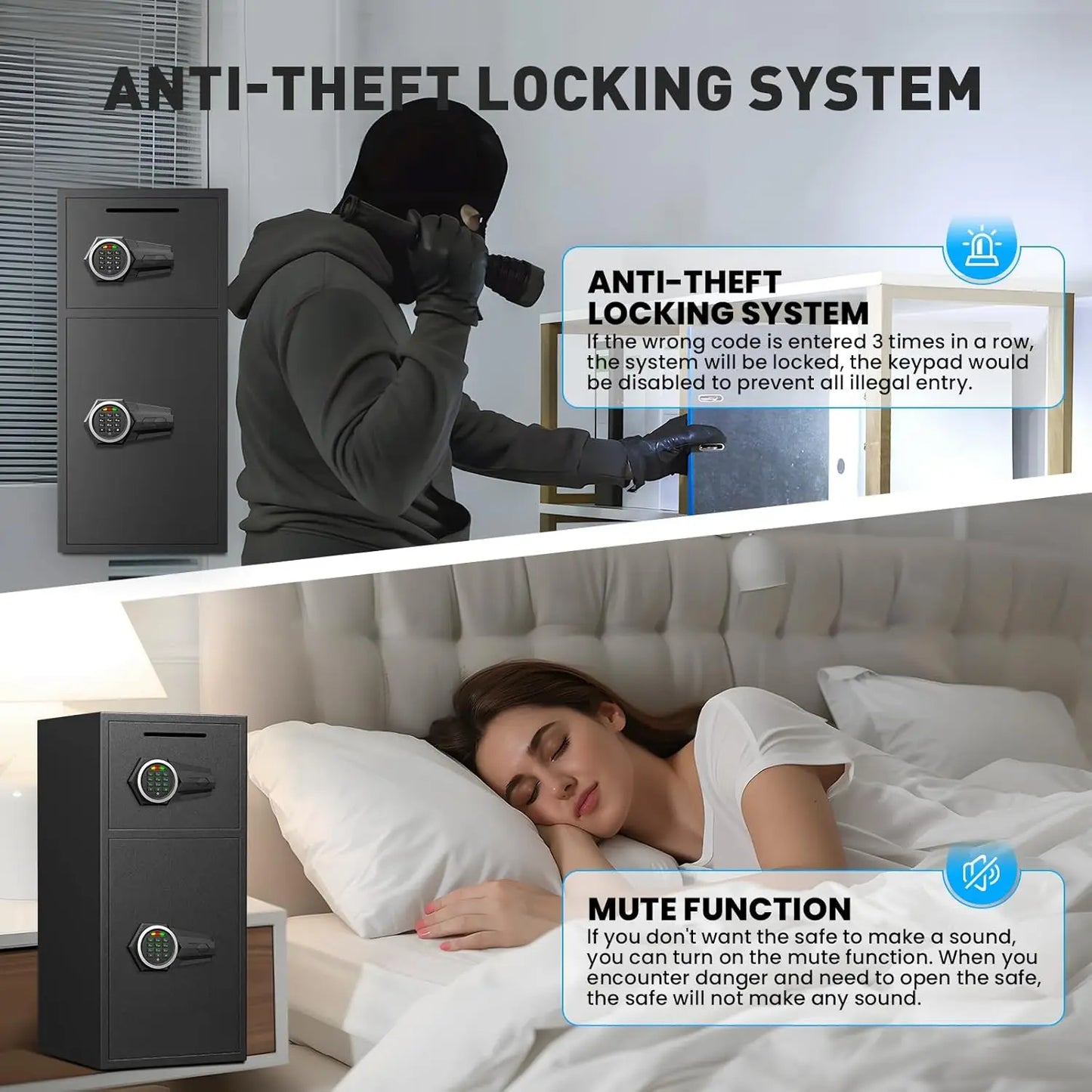 Ljustra 7.0 Cu ft Large Fireproof Waterproof Safe Box with LED Light