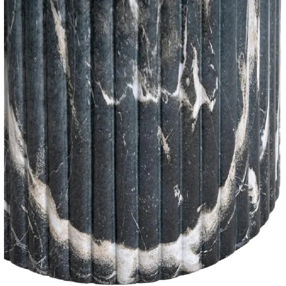 Maddox Side Table Gray Faux Marble Round Accent Table Roman Design