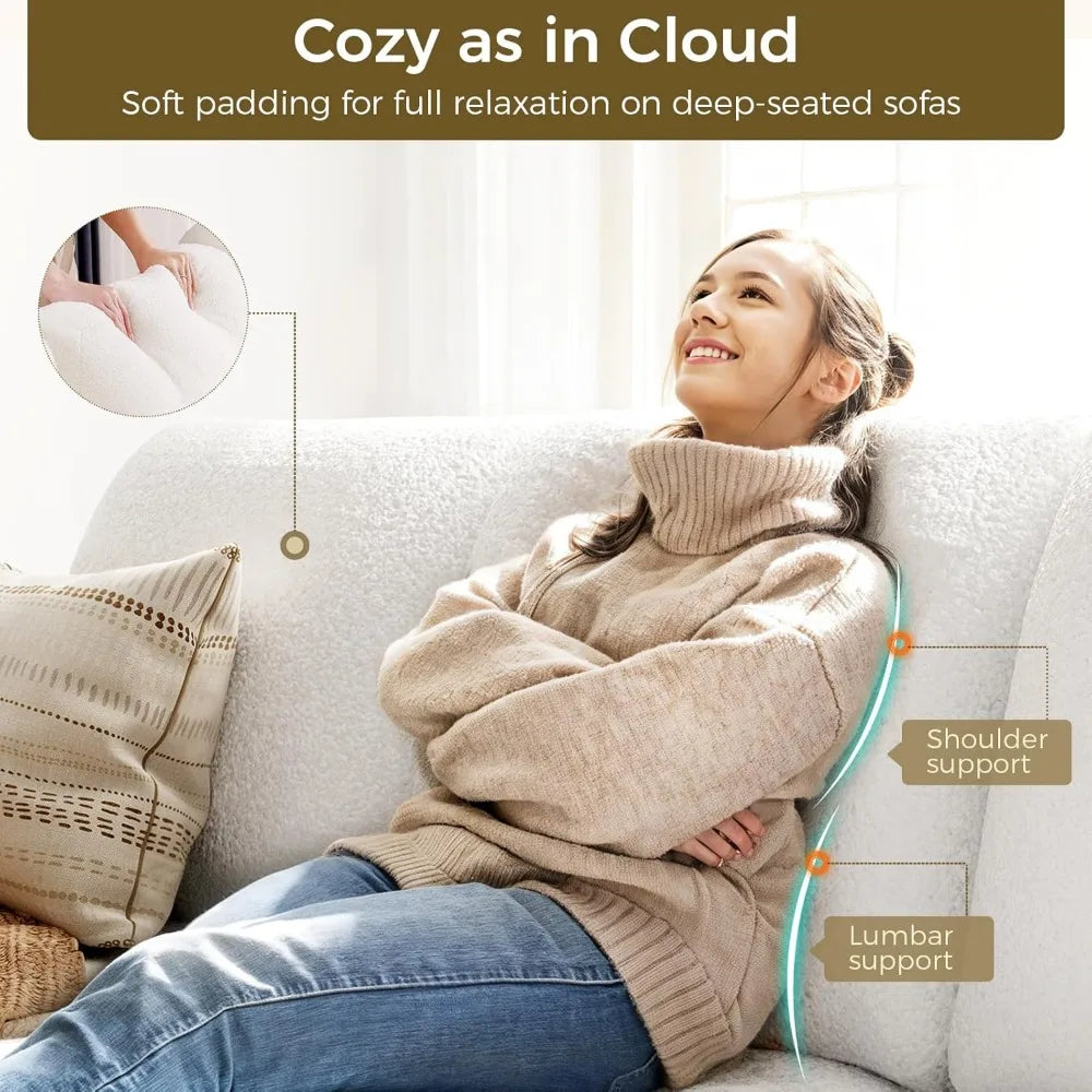 89" Bouclé Sofa Couch, Deep Seat Cloud 3 Seater Sofa with Storage & Wood Frame