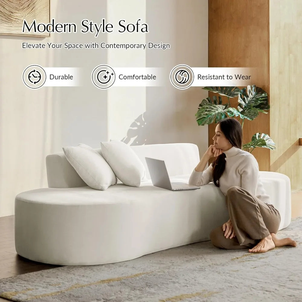 Modern Oversized Curved Sofa 3 Seater Compressed Foam Cloud Couch