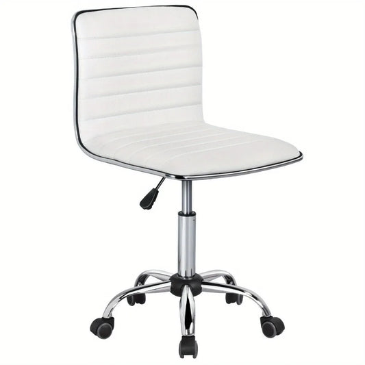 Low Back Armless Swivel Office Chair Ribbed Task Chair with Wheels