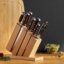 Ljustra 9PC High Carbon Stainless Steel Knife Set with Block and Handles