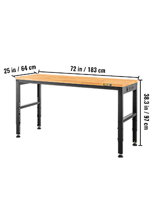 Ljustra Adjustable Height Oak Wood Workbench 900KG Capacity for Workshop