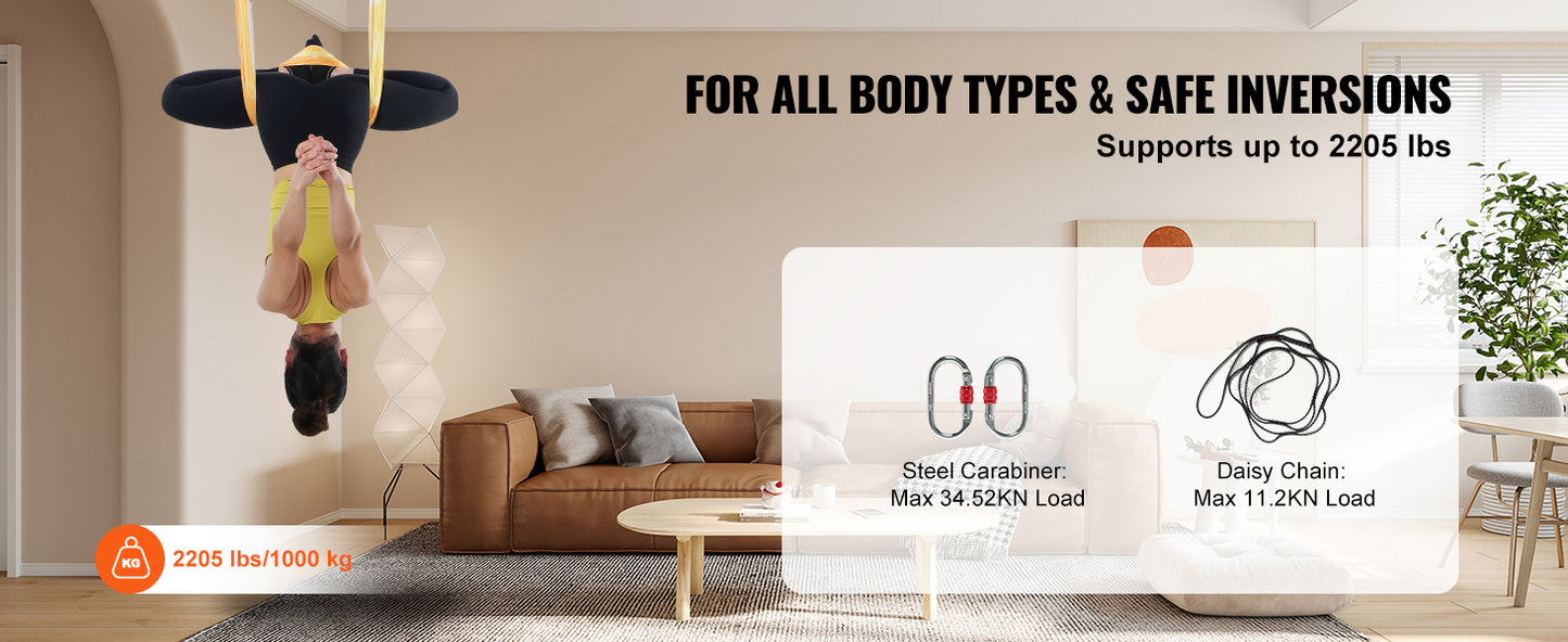 Ljustra Aerial Yoga Hammock Swing 5.5 Yards Full Rigging Hardware Fitness