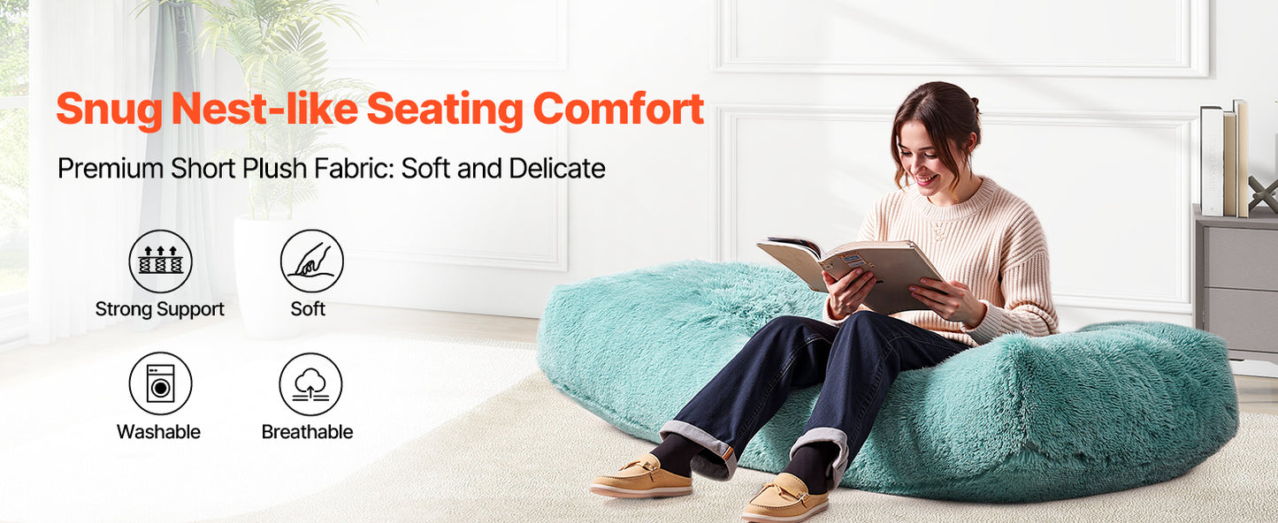 Ljustra Giant Bean Bag Chair Removable Cover Plush Foam Living Room