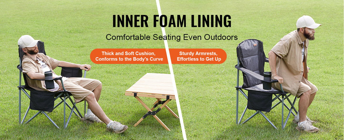 Ljustra Ultralight Folding Camping Chair 350lbs Portable Outdoor Seat