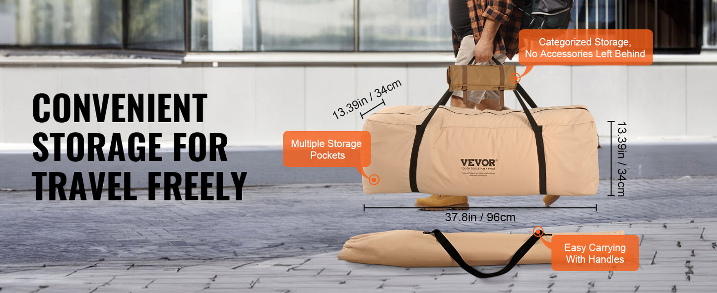 Ljustra Canvas Bell Tent 5m Yurt Tent for 8 People Camping Stove