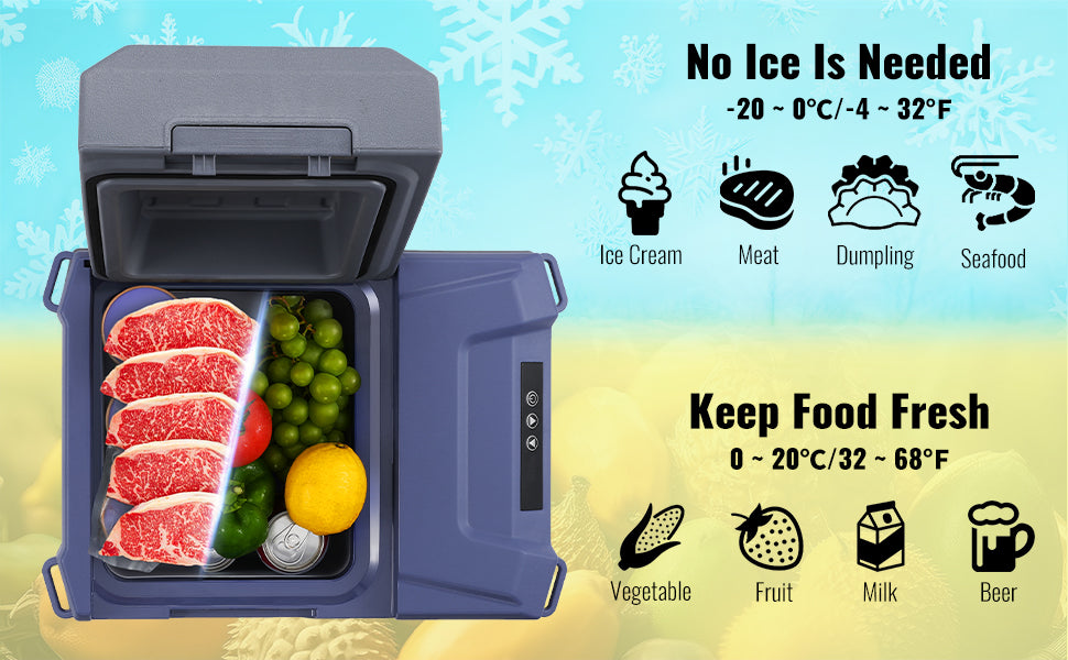 Portable Car Refrigerator 8L to 75L Bluetooth Adjustable Temp for Camping