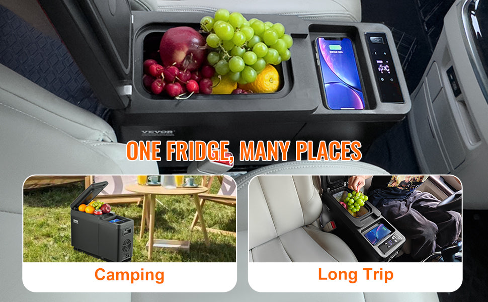 Ljustra 8L Portable Car Refrigerator Armrest Cooler -4℉ to 68℉ Adjustable