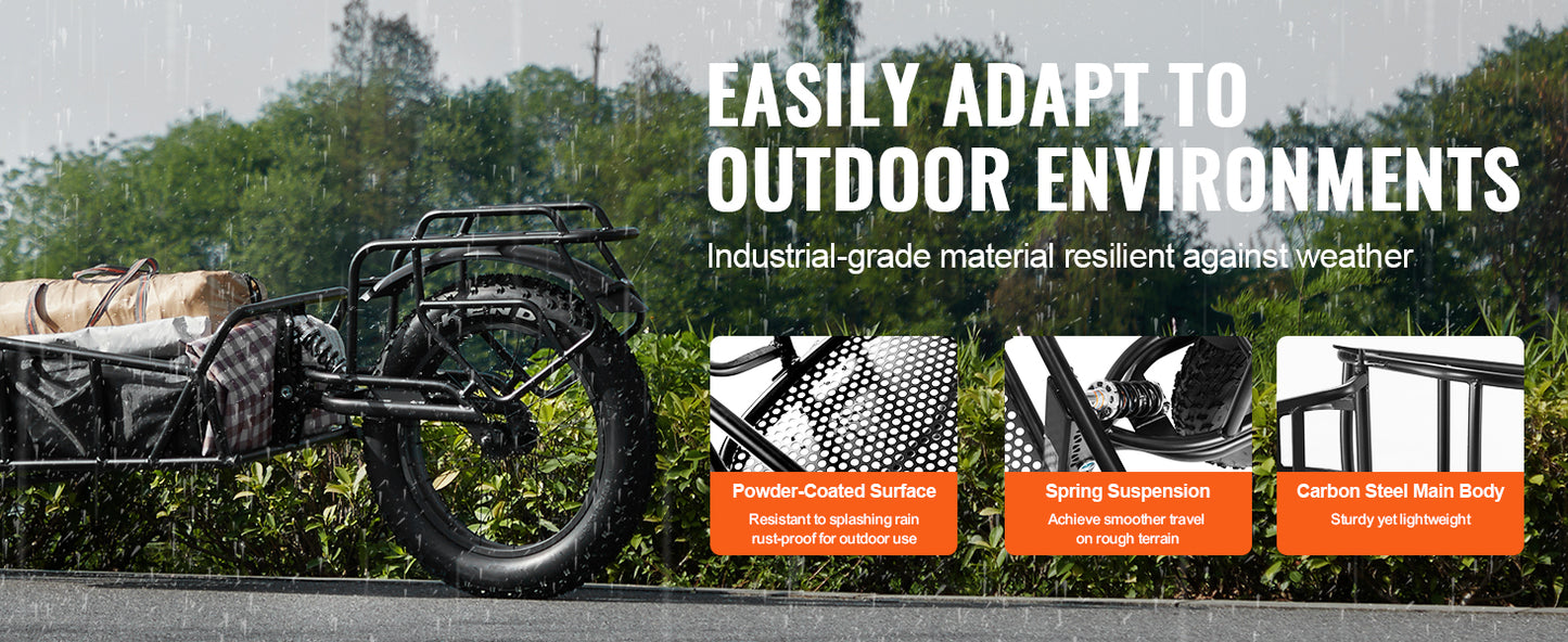 Ljustra Bike Cargo Trailer Heavy-Duty 70 lbs Capacity Compact Storage