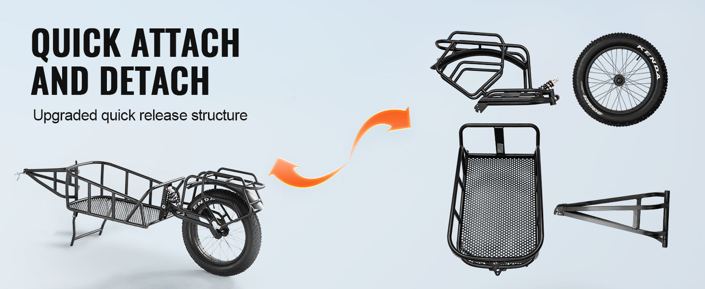 Ljustra Bike Cargo Trailer Heavy-Duty 70 lbs Capacity Compact Storage