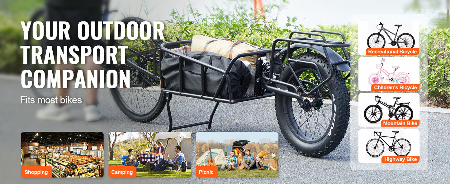 Ljustra Bike Cargo Trailer Heavy-Duty 70 lbs Capacity Compact Storage