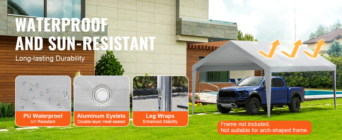 Ljustra Heavy-Duty Waterproof Carport Replacement Canopy Cover Shelter