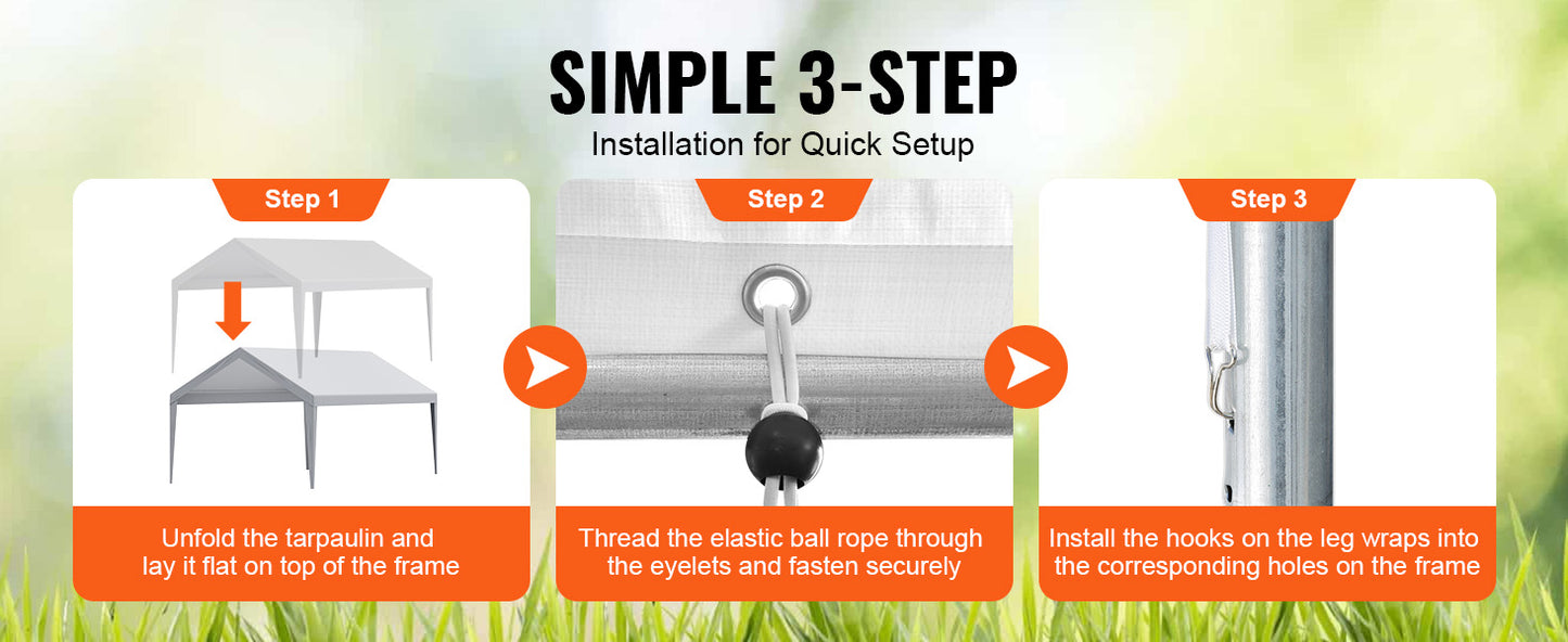 Ljustra Heavy-Duty Waterproof Carport Replacement Canopy Cover Shelter