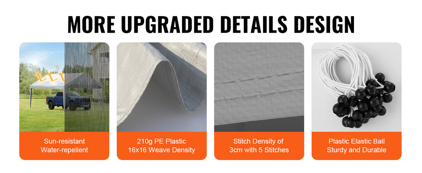 Ljustra Heavy-Duty Waterproof Carport Replacement Canopy Cover Shelter