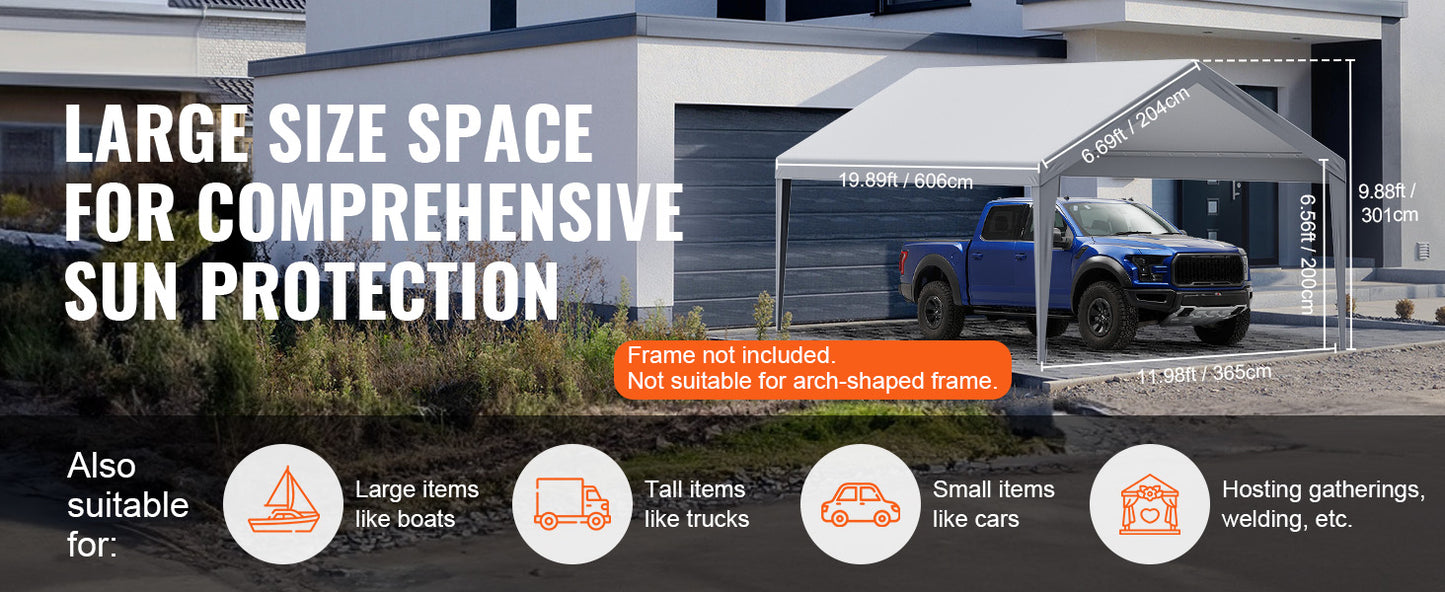 Ljustra Heavy-Duty Waterproof Carport Replacement Canopy Cover Shelter