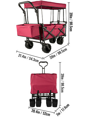 Ljustra Folding Wagon Cart Collapsible All-Terrain Beach Utility Cart