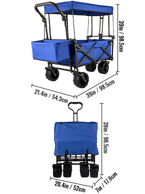 Ljustra Folding Wagon Cart Collapsible All-Terrain Beach Utility Cart