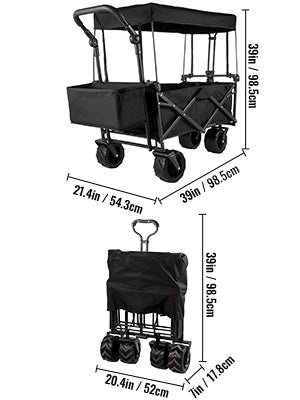 Ljustra Folding Wagon Cart Collapsible All-Terrain Beach Utility Cart