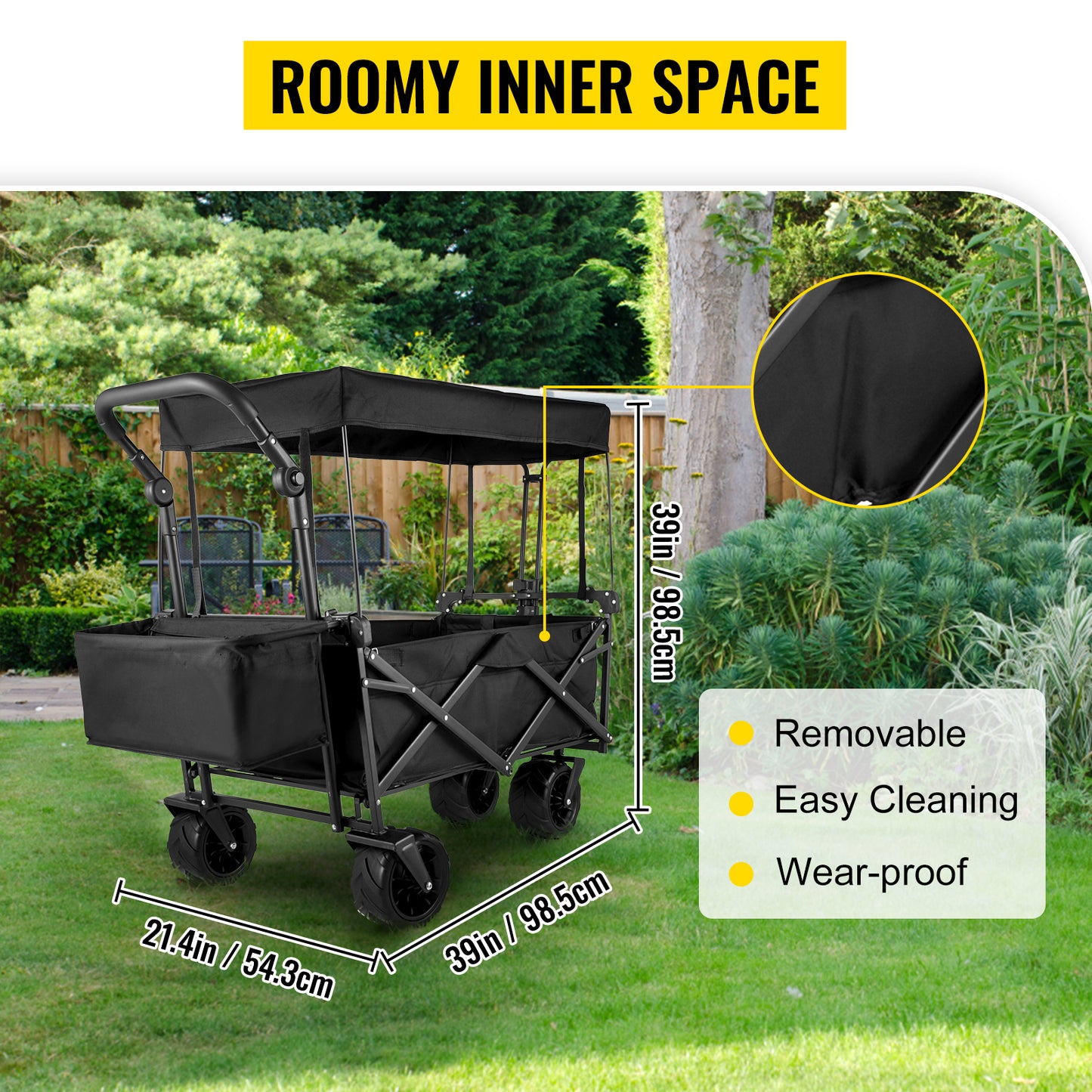 Ljustra Folding Wagon Cart Collapsible All-Terrain Beach Utility Cart