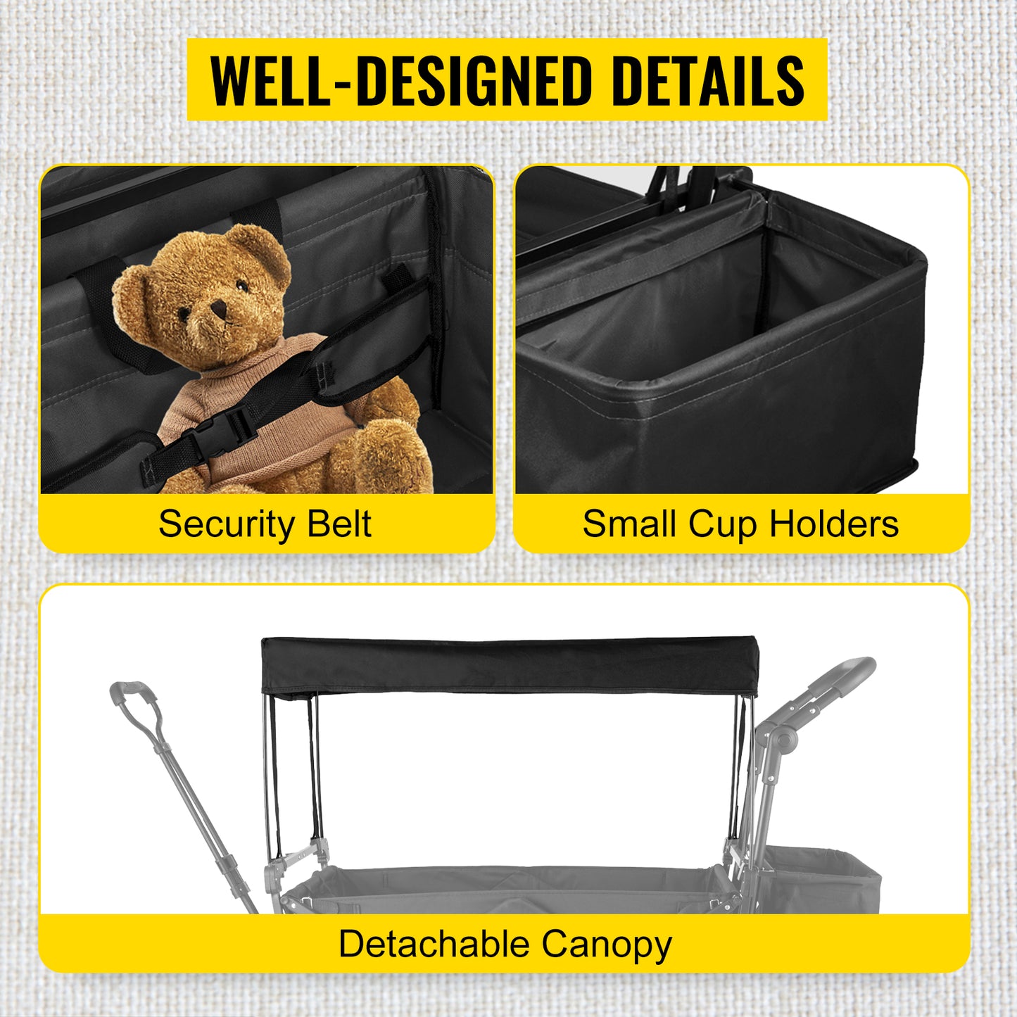 Ljustra Folding Wagon Cart Collapsible All-Terrain Beach Utility Cart