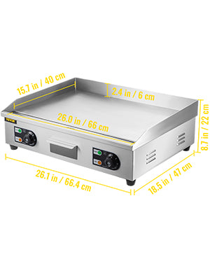 Ljustra Electric Griddle 14"-22" Teppanyaki Grill 1600W-3200W Stainless Steel