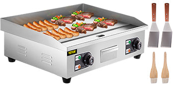 Ljustra Electric Griddle 14"-22" Teppanyaki Grill 1600W-3200W Stainless Steel