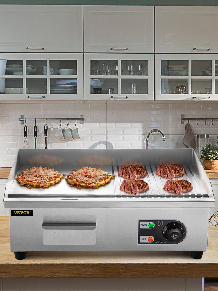 Ljustra Electric Griddle 14"-22" Teppanyaki Grill 1600W-3200W Stainless Steel