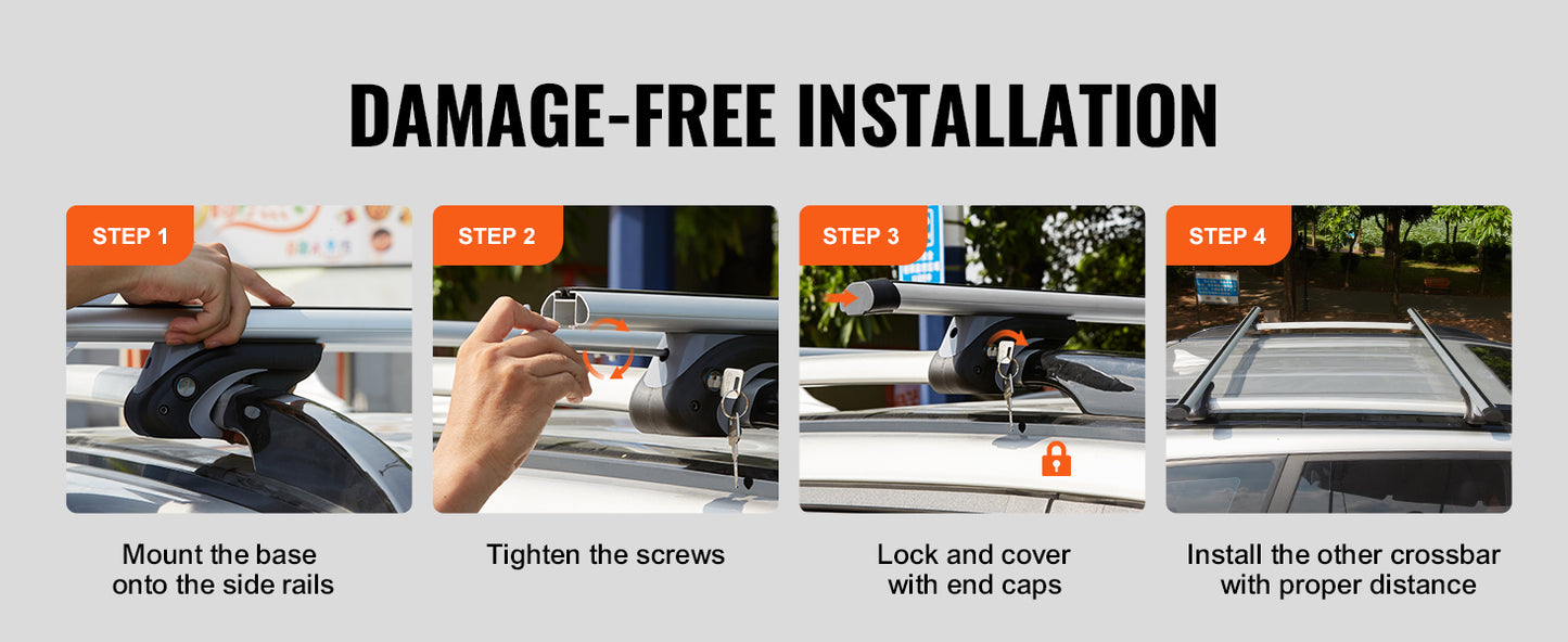 Adjustable Aluminum Roof Rack CrossBars Carrier for SUVs Sedans