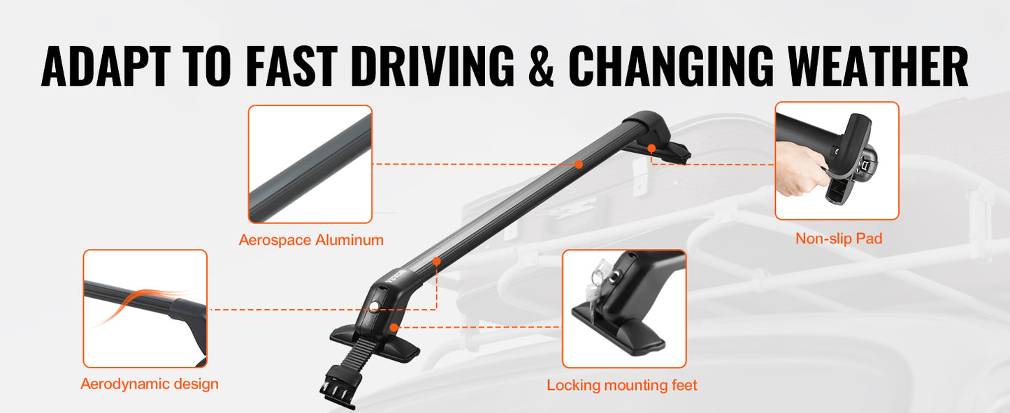 Ljustra 155LBS Roof Rack Crossbar Adjustable Aluminum Carrier