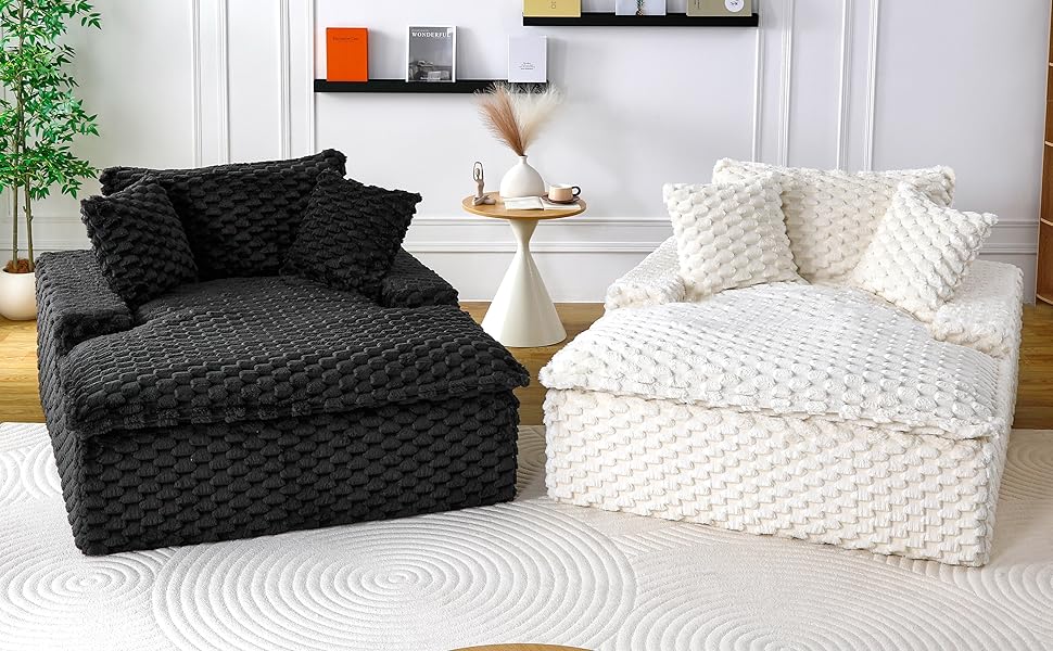 Ljustra Oversized Chaise Lounge Chair Comfy Corduroy Sofa Couch