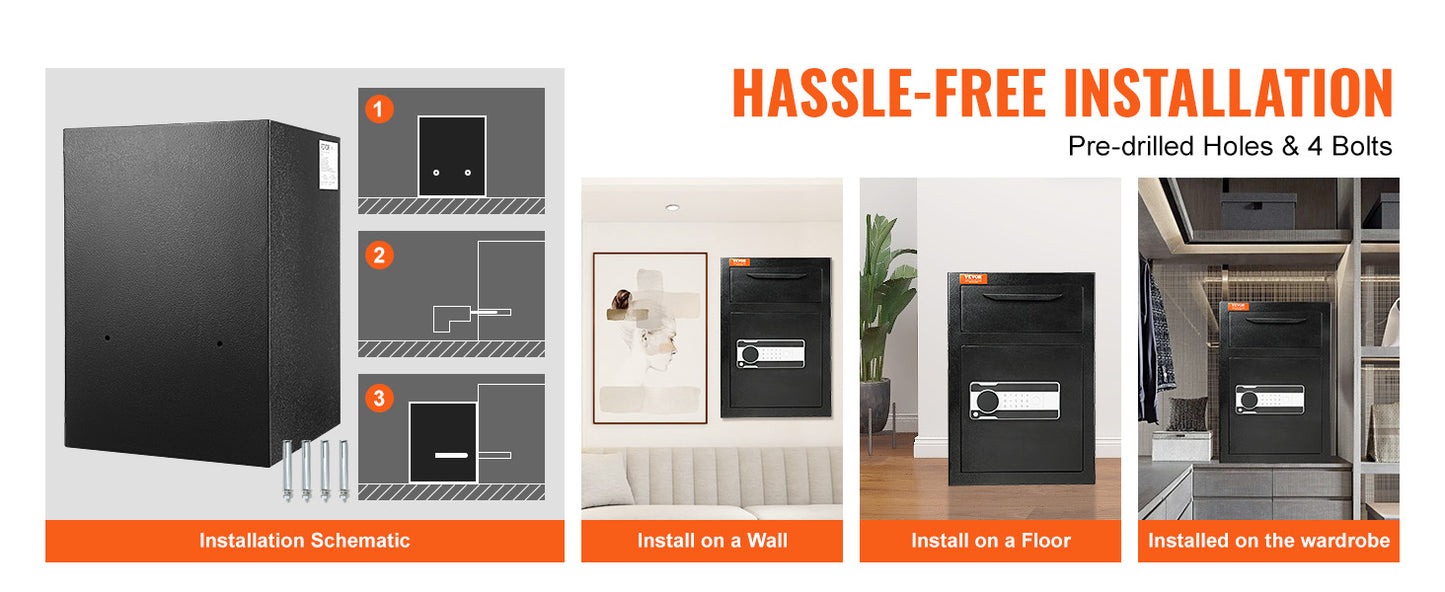 Ljustra 1.7/2.5 Cub Depository Safe Electronic Lock Drop Slot Secure Storage